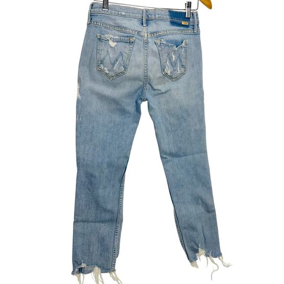 MOTHER The Sinner Distressed Cropped Jeans Thanks for Nothin Light Wash size 27 - Picture 8 of 11